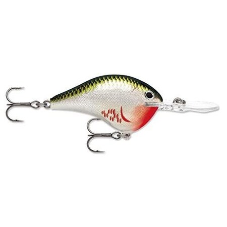 Rapala Dt 08, Balsa, 2 38 Oz, Running Depth 8', Vmc 5 Trebles, Bleeding Olive Shiner DT08BOS